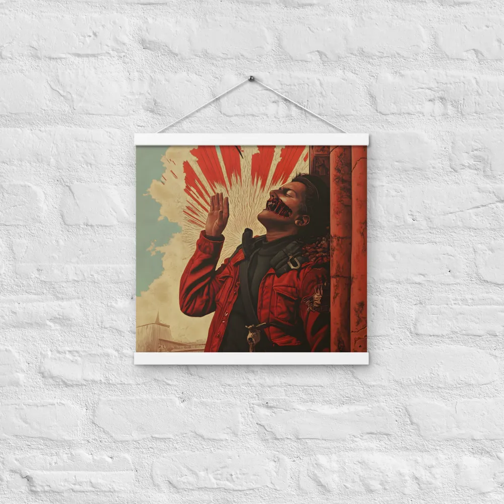 Defiant Echoes of Ruin | Poster With White Wood Hanger | 16″×16″