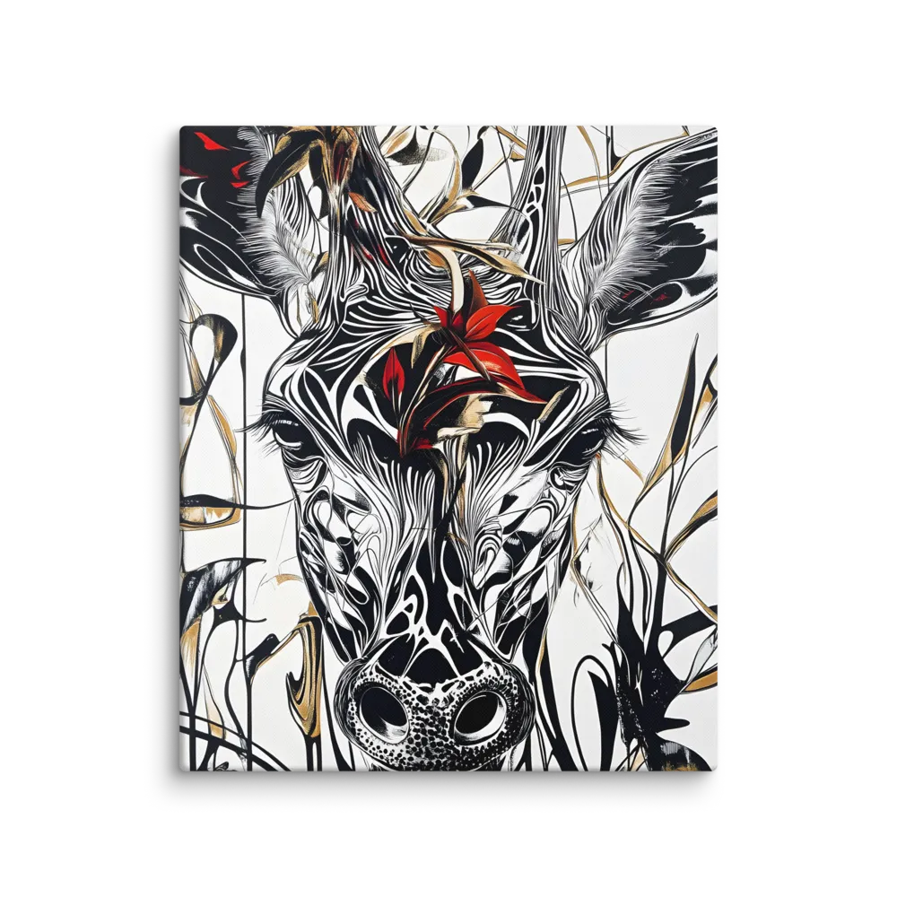 Floral Elegance: The Giraffe's Portrait | Canvas | 20″×24″
