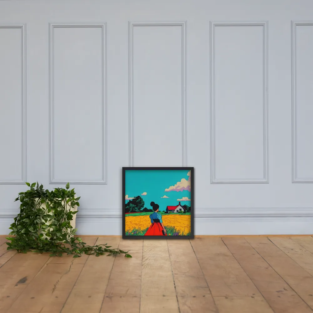 Whispers of a Sunlit Meadow | Poster with Black Frame | 18″×18″