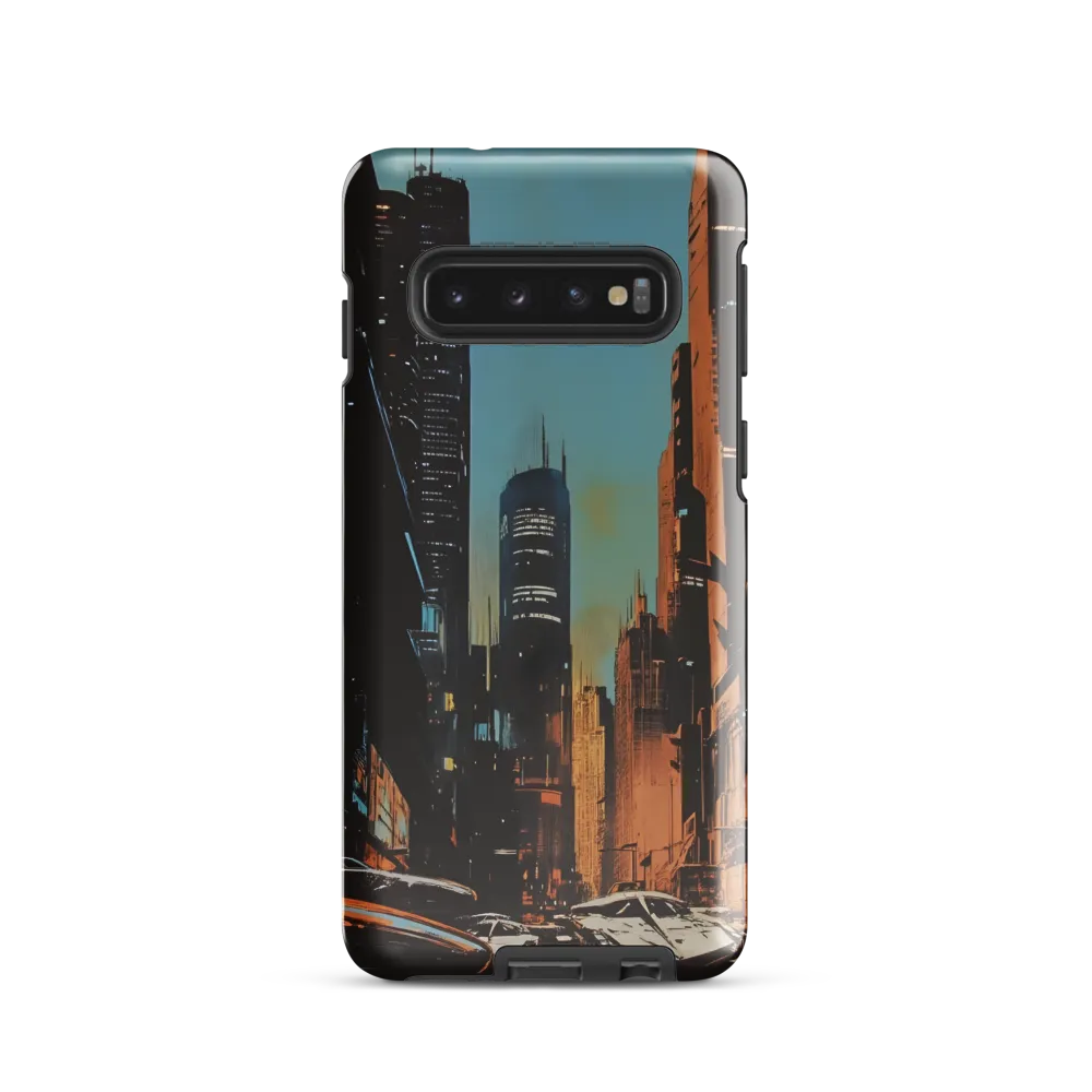 Futuristic Cityscape in Blue and Orange