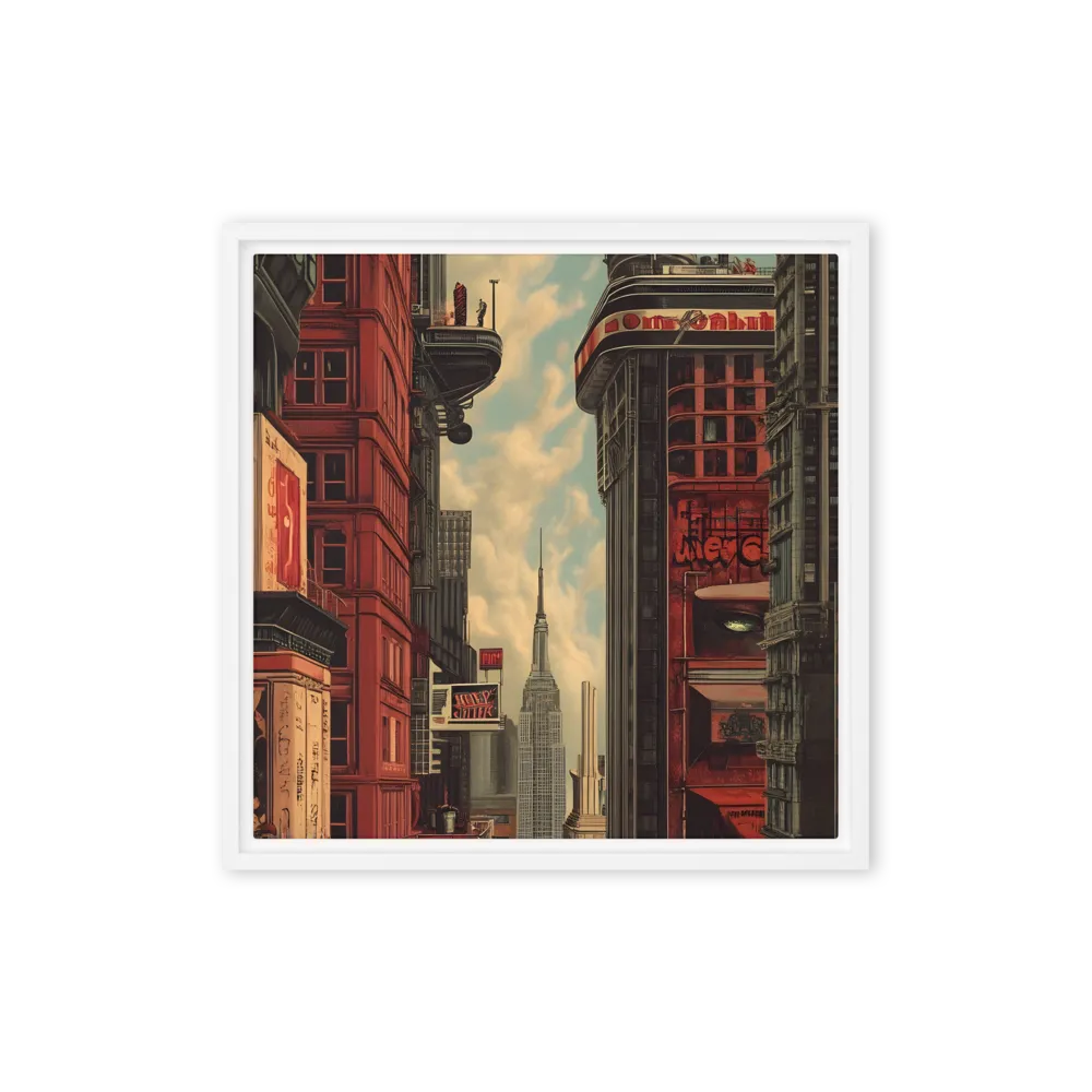A Glimpse of Tomorrow: Urban Ambition | Canvas with White Frame | 16″×16″