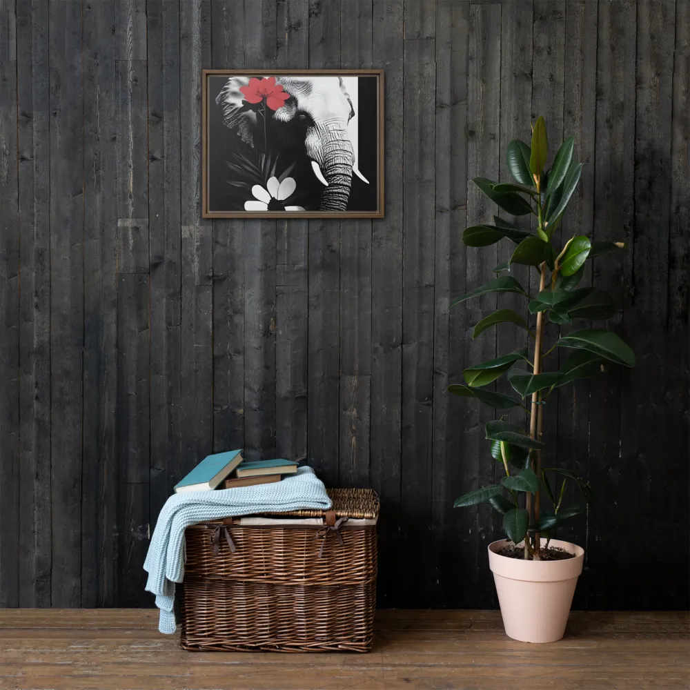 Elephant Harmony | Canvas with Brown Frame | 16″×20″