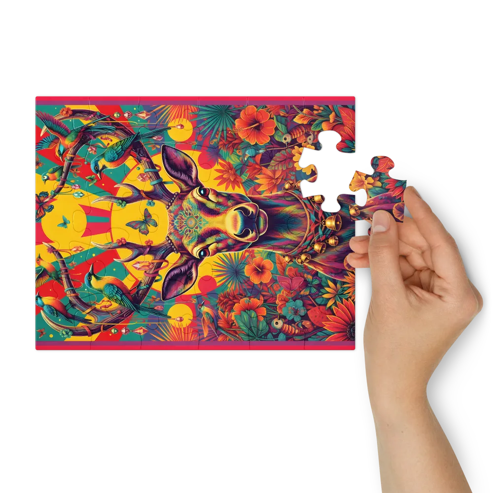 Psychedelic Stag 
 Jigsaw Puzzle in Tin Box