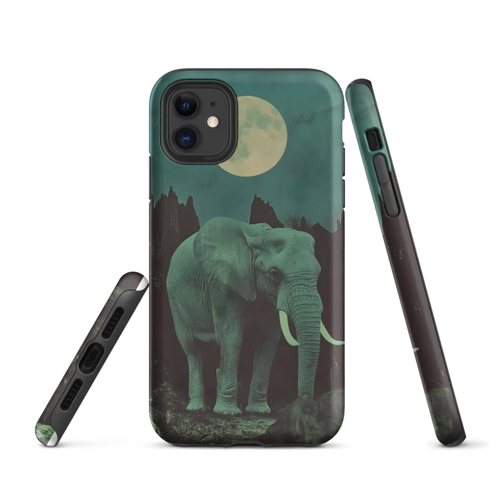 Ethereal Presence: Elephant Under a Full Moon | Phone Case |  11 | Tough Case | Matte