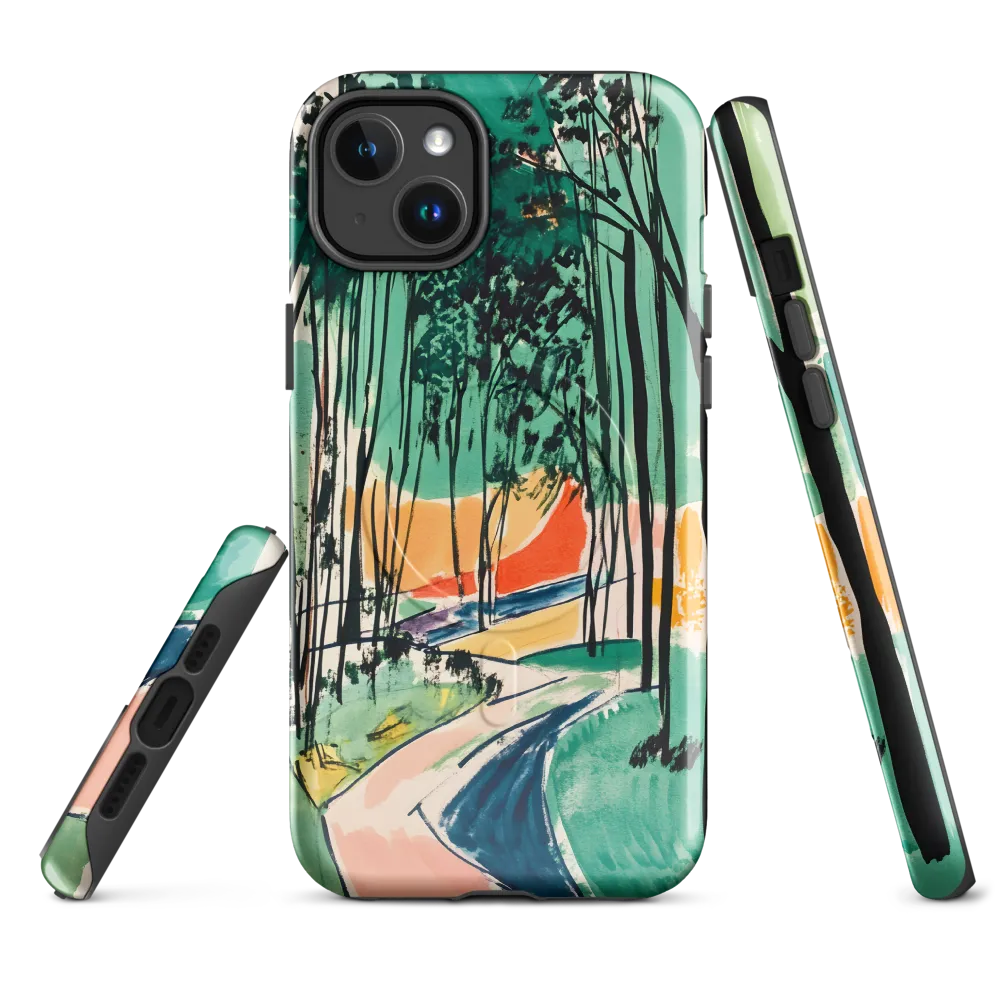 Winding Path Through the Forest | Phone Case |  14 Plus | MagSafe® Tough Case | Glossy