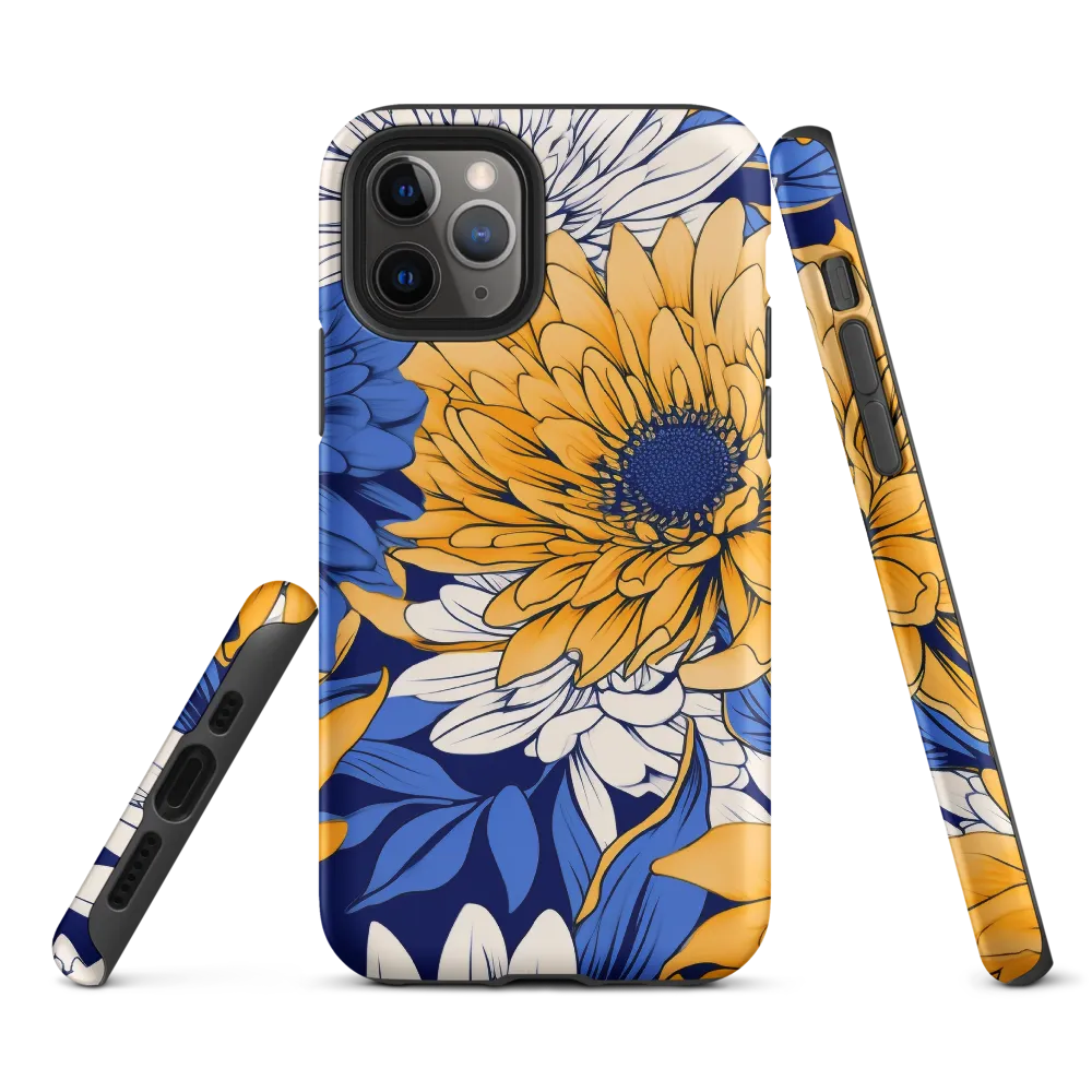 Floral Harmony in Blue and Yellow