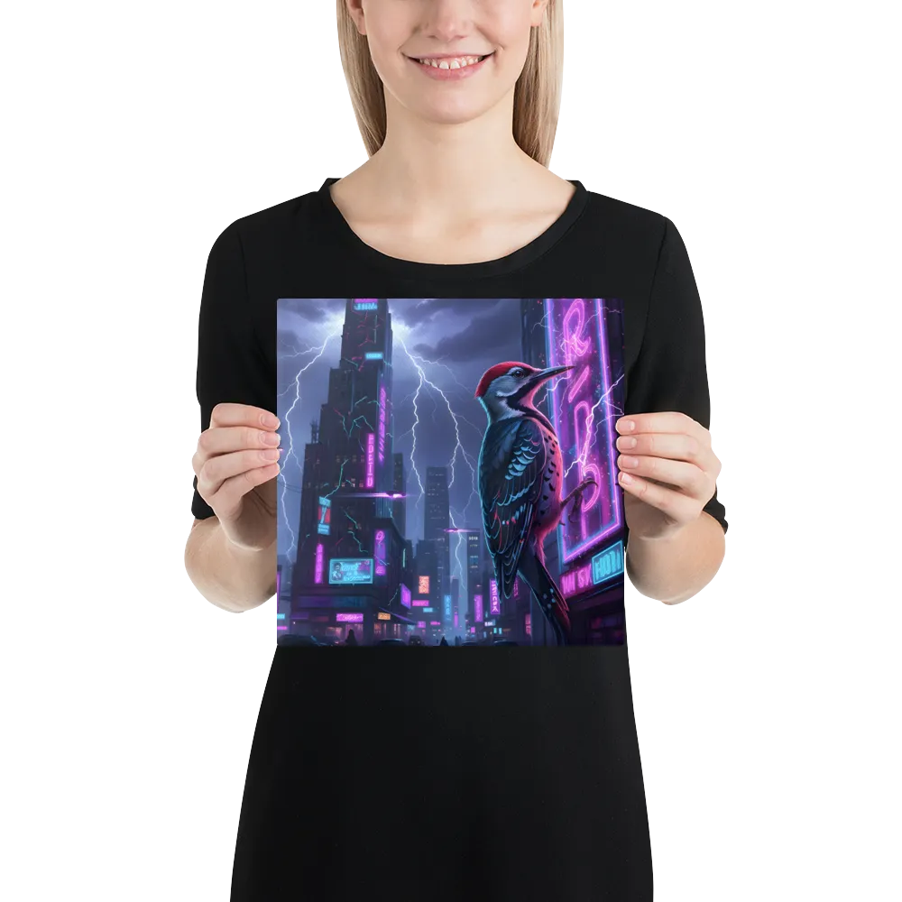 Cyberpunk Woodpecker 
 Canvas | 10″x 10″