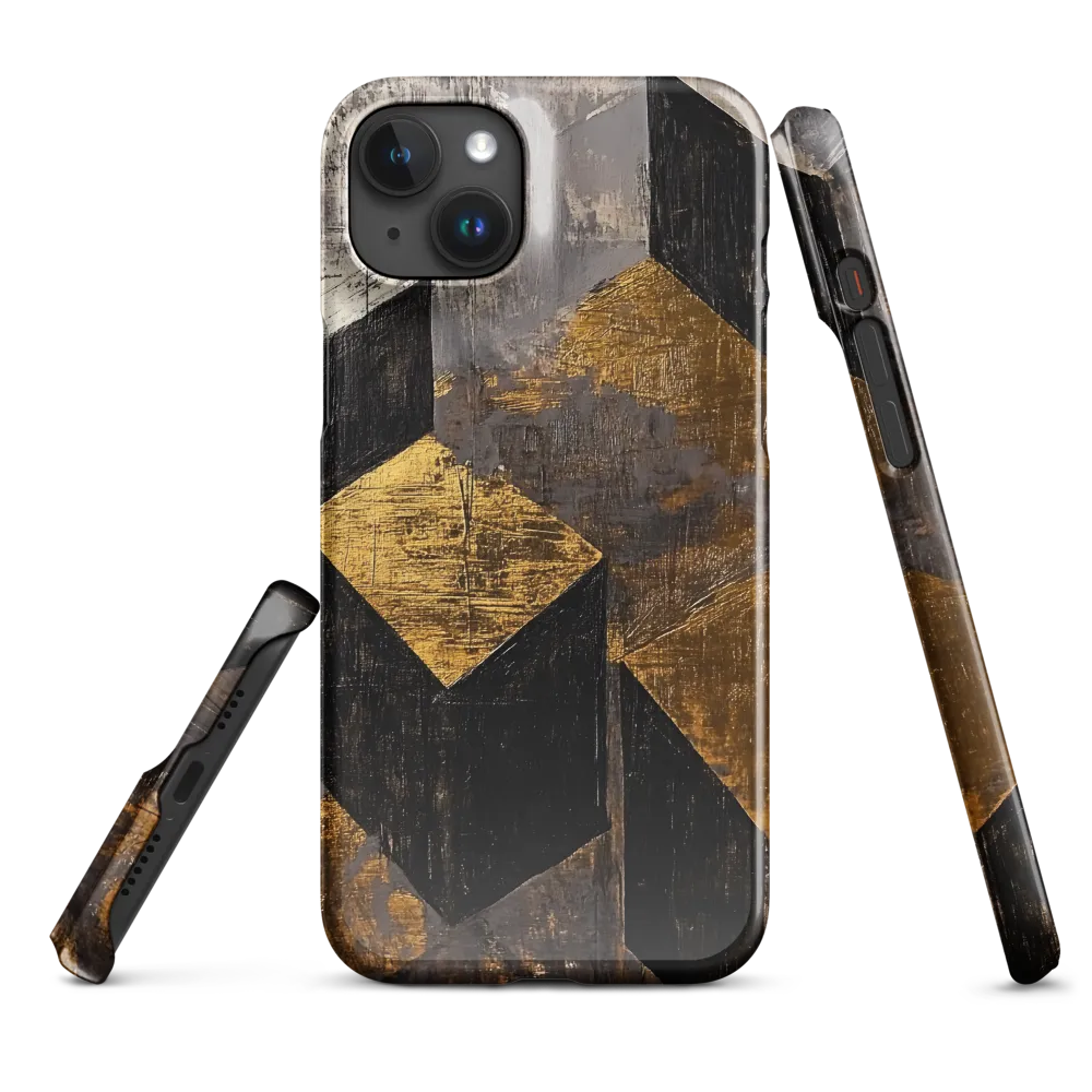 Geometric Harmony in Gold and Black | Phone Case |  15 Plus | Snap Case | Glossy