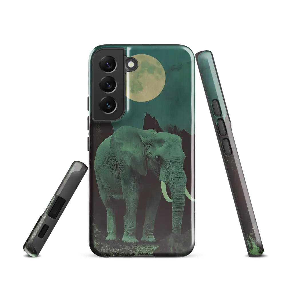 Ethereal Presence: Elephant Under a Full Moon | Phone Case |  S22 | Tough Case | Glossy