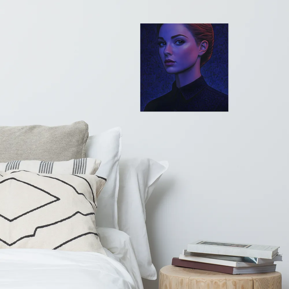Ethereal Portrait in Blue and Red | Poster | 16″×16″