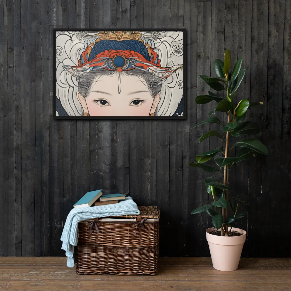 Serenity in Myth: A Traditional Portrait | Canvas with Black Frame | 24″×36″