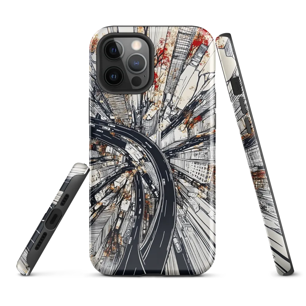 Urban Symphony: Aerial View of Life | Phone Case |  12 Pro Max | Tough Case | Glossy