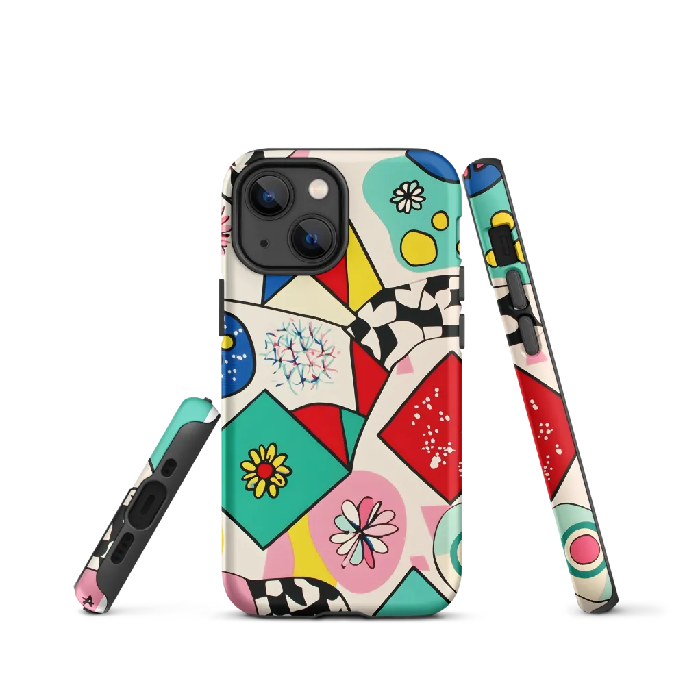 Joyful Geometry: A Playful Dance of Shapes and Colors | Phone Case |  13 mini | Tough Case | Matte
