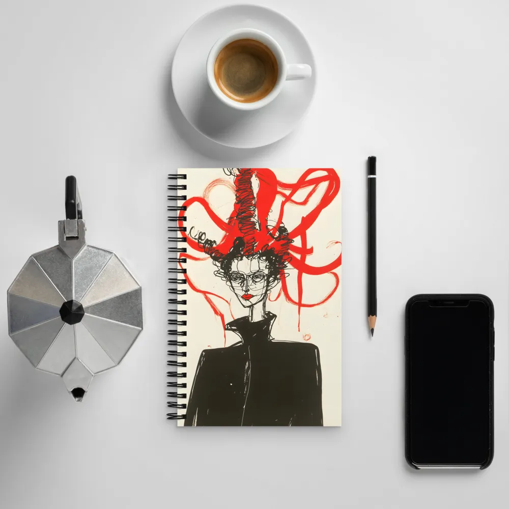 Dramatic Elegance in Red and Black | Spiral Notebook