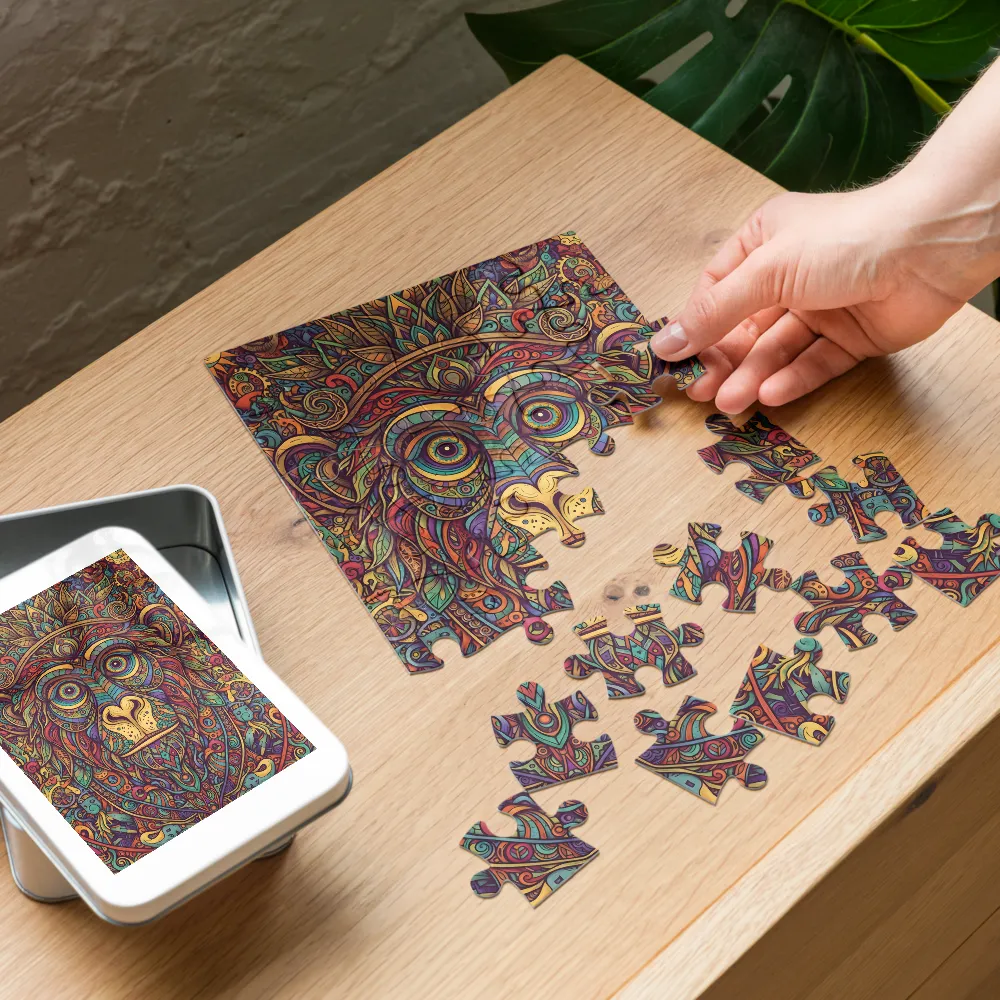 Mandala Lion 
 Jigsaw Puzzle in Tin Box