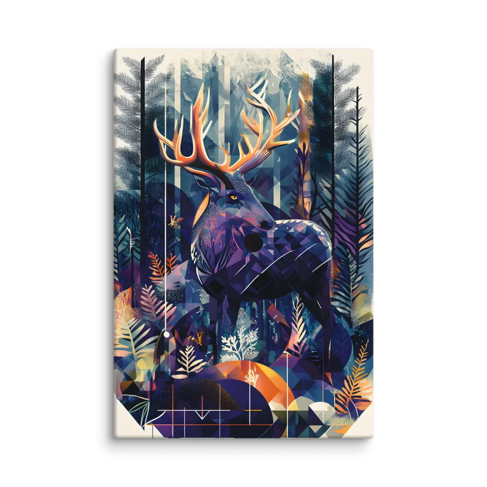 Majestic Serenity: A Geometric Forest Encounter | Canvas | 32″×48″