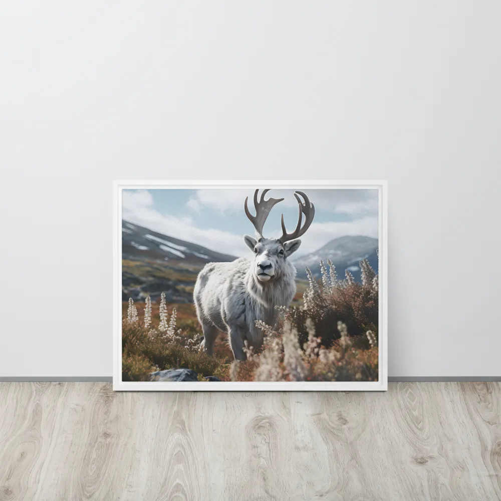 Majestic Harmony: The Reindeer in Nature | Canvas with White Frame | 18″×24″