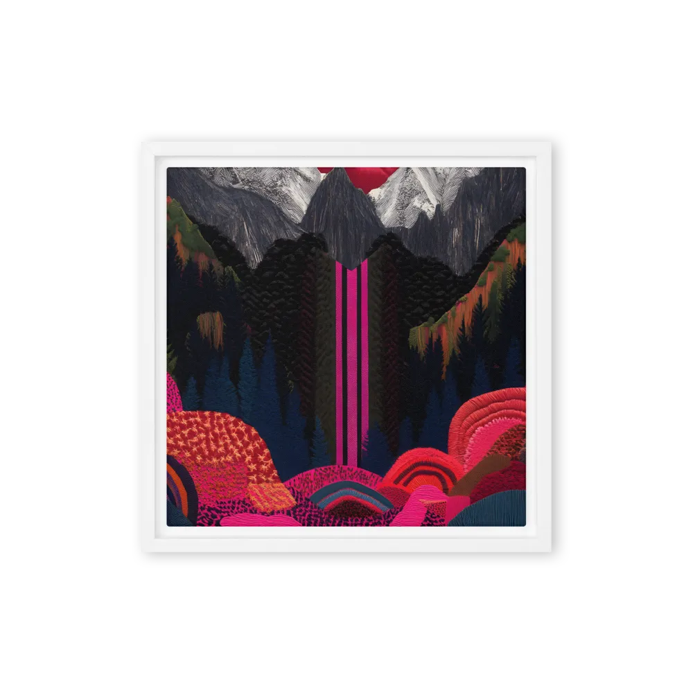 Ethereal Cascade: A Surreal Landscape | Canvas with White Frame | 12″×12″