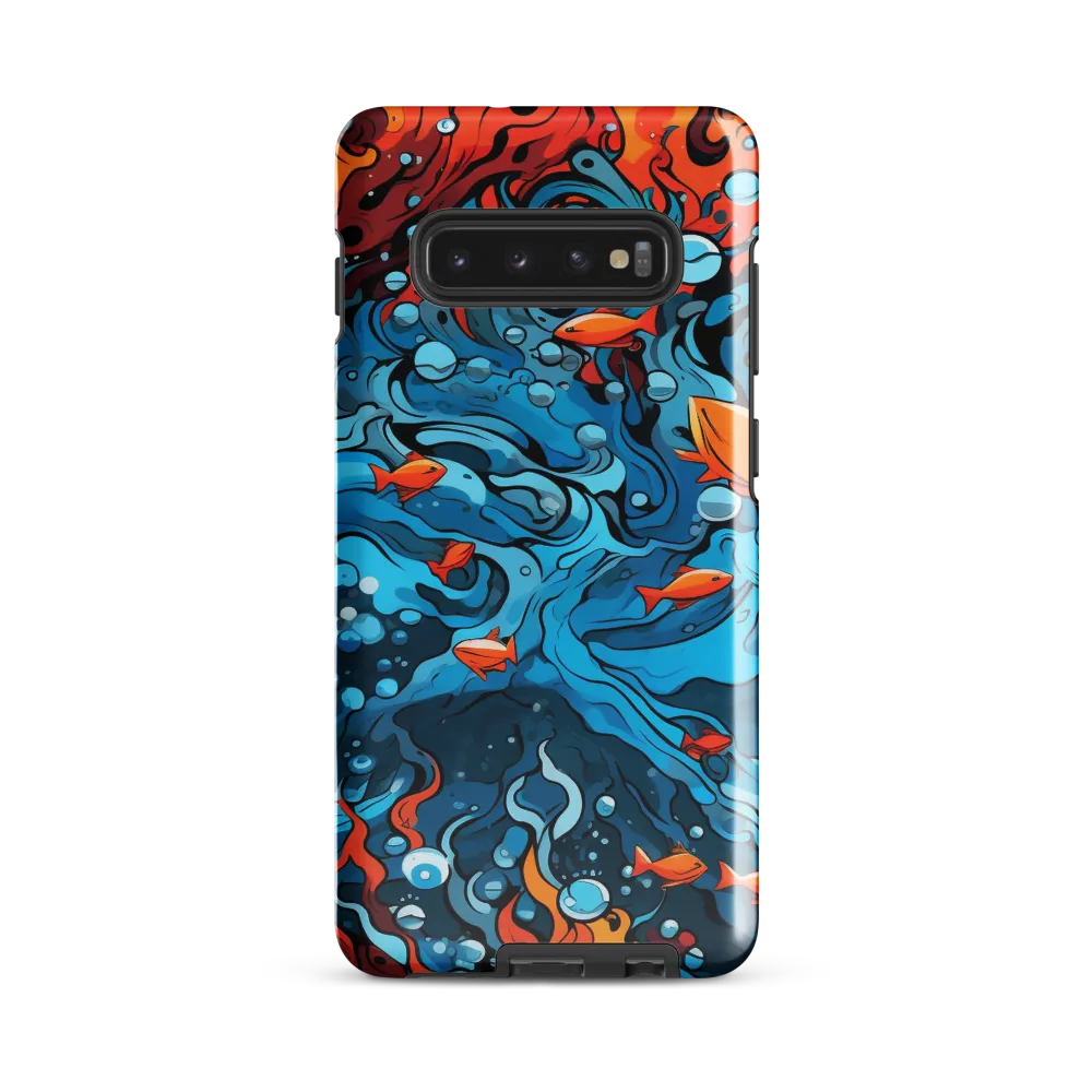 Fluid Harmony: Ocean and Flames | Phone Case |  S10 Plus | Tough Case | Glossy