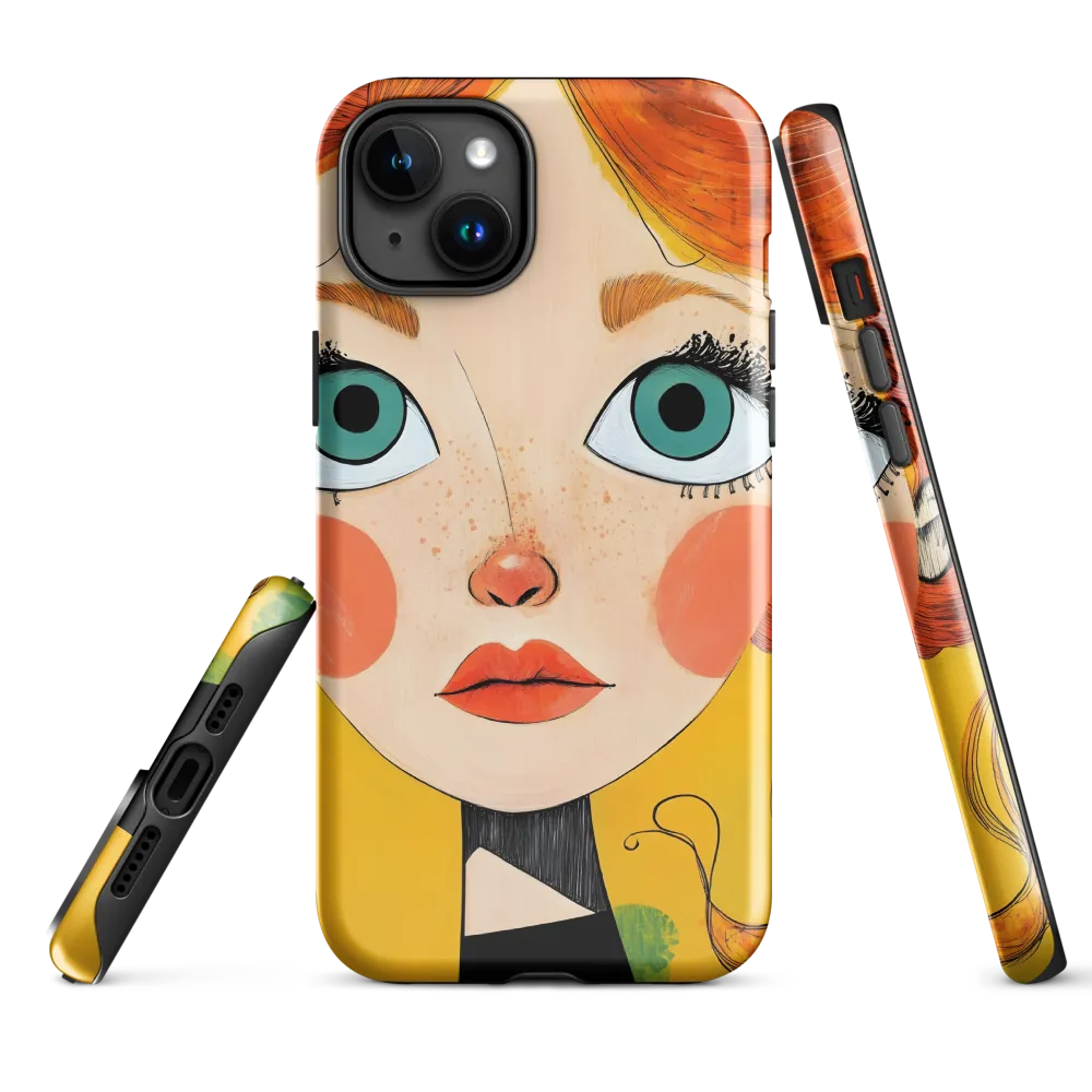 Whimsical Portrait of a Girl | Phone Case |  15 Plus | Tough Case | Glossy