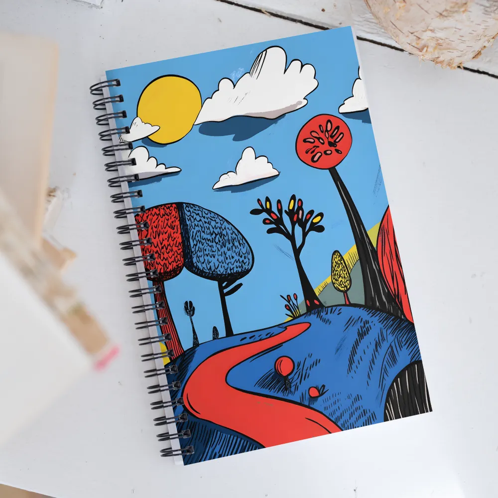 Whimsical Pathways Through a Colorful Landscape | Spiral Notebook