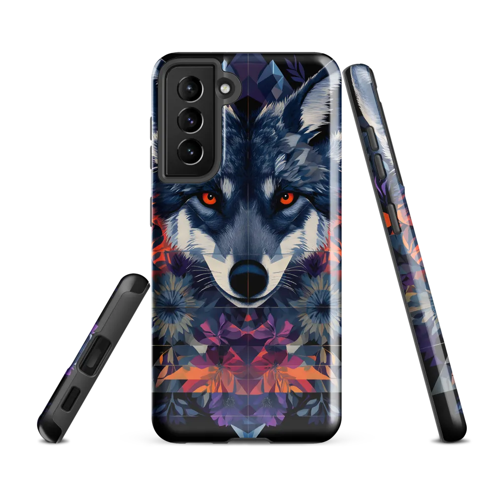 Mystical Wolf Amidst Floral Geometry