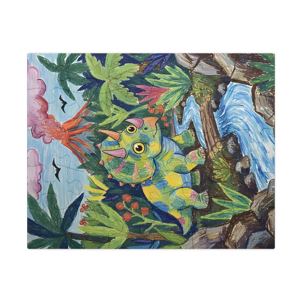 Playful Triceratops 
 Jigsaw Puzzle in Tin Box