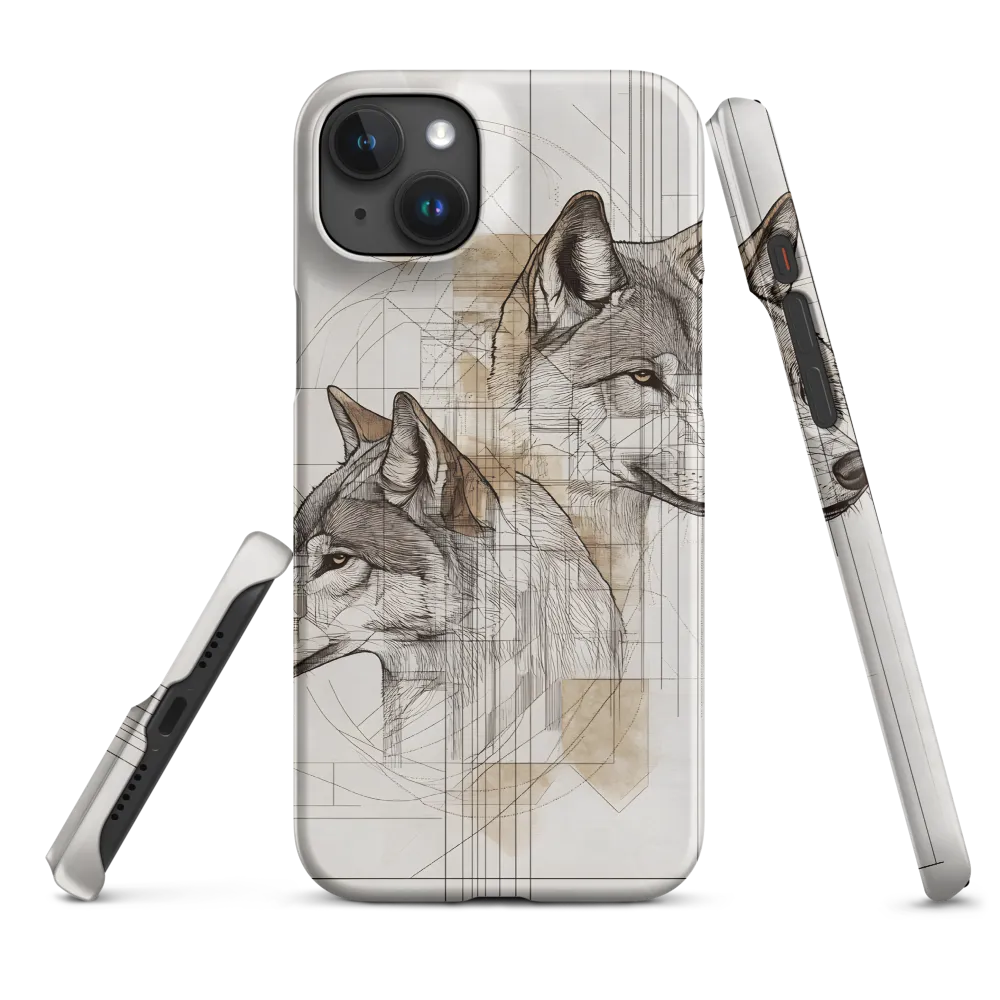 Geometric Harmony: The Essence of Wolves | Phone Case |  15 Plus | Snap Case | Matte