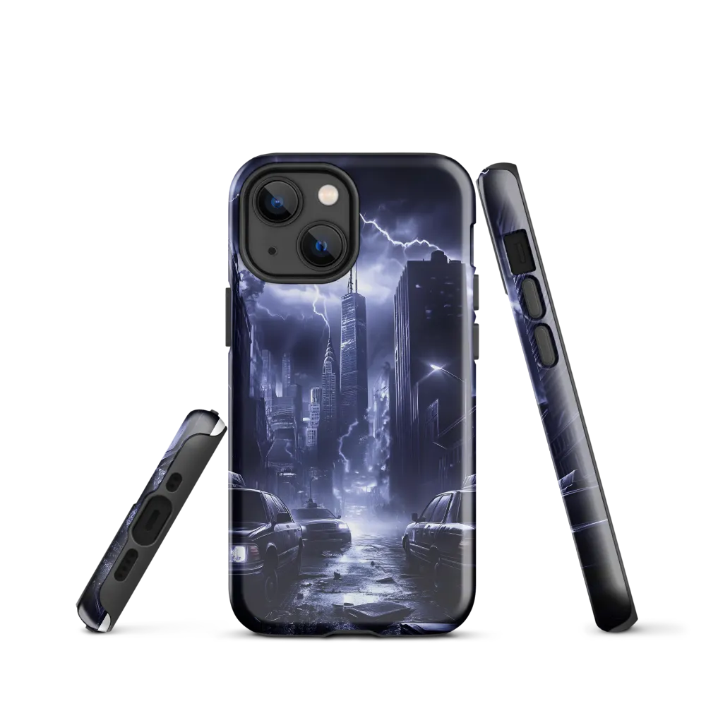 Stormy Cityscape: Shadows of the Night | Phone Case |  13 mini | Tough Case | Glossy