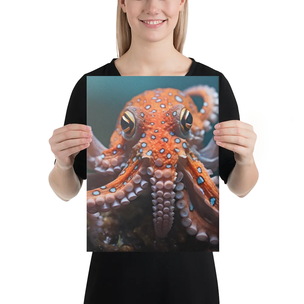 Curiosity of the Deep: The Orange Octopus | Canvas | 12″×16″