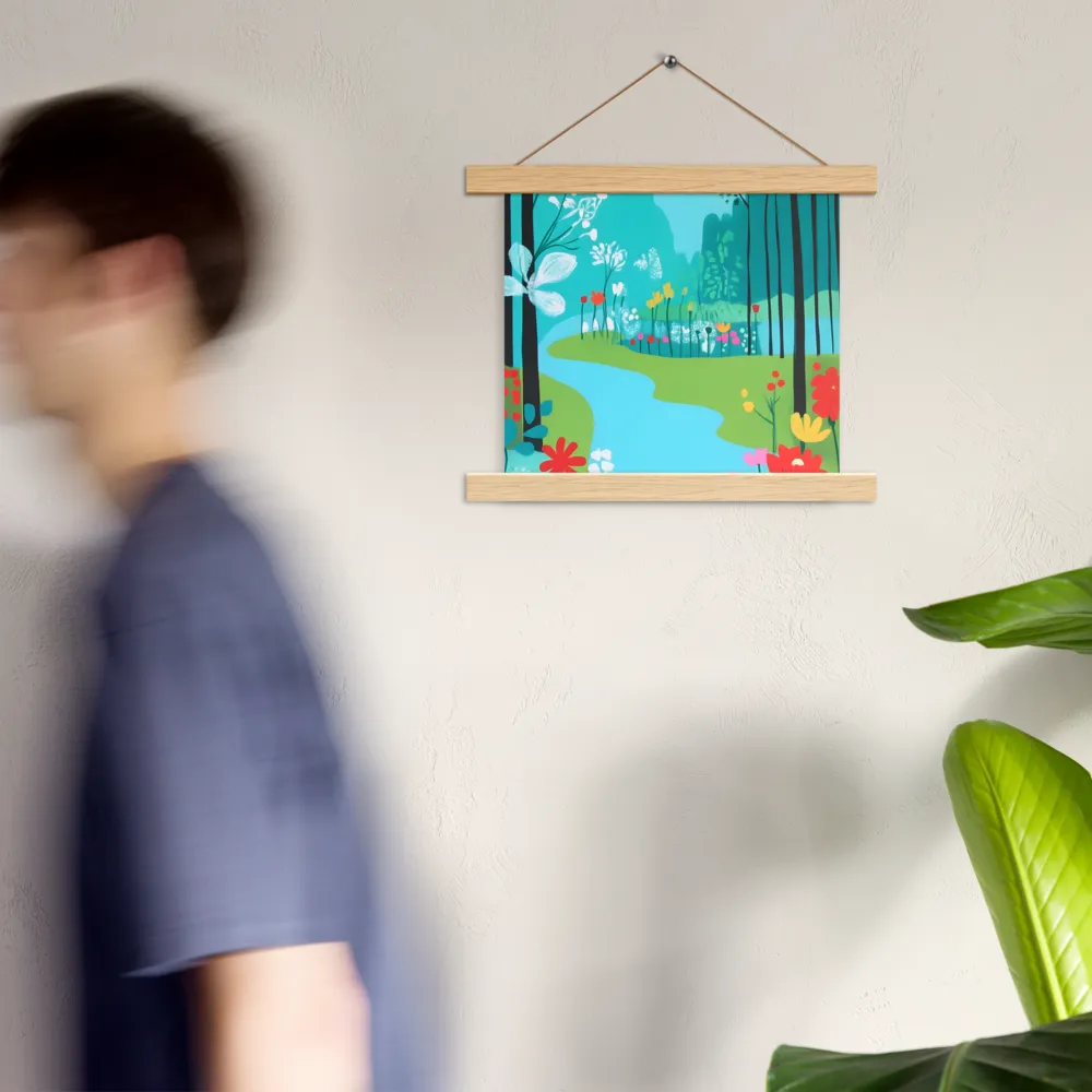 Whispers of Spring: A Colorful Retreat | Poster With Oak Wood Hanger | 10″×10″