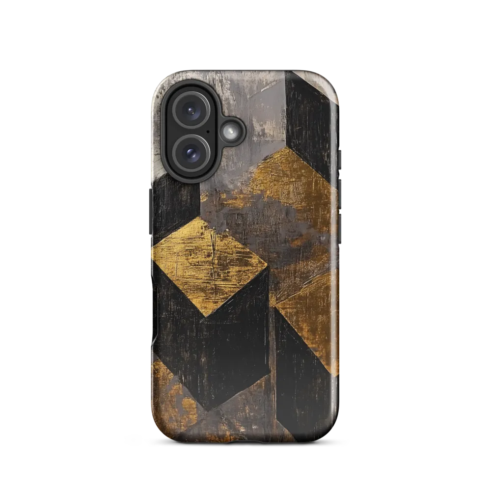 Geometric Harmony in Gold and Black | Phone Case |  16 | Tough Case | Glossy