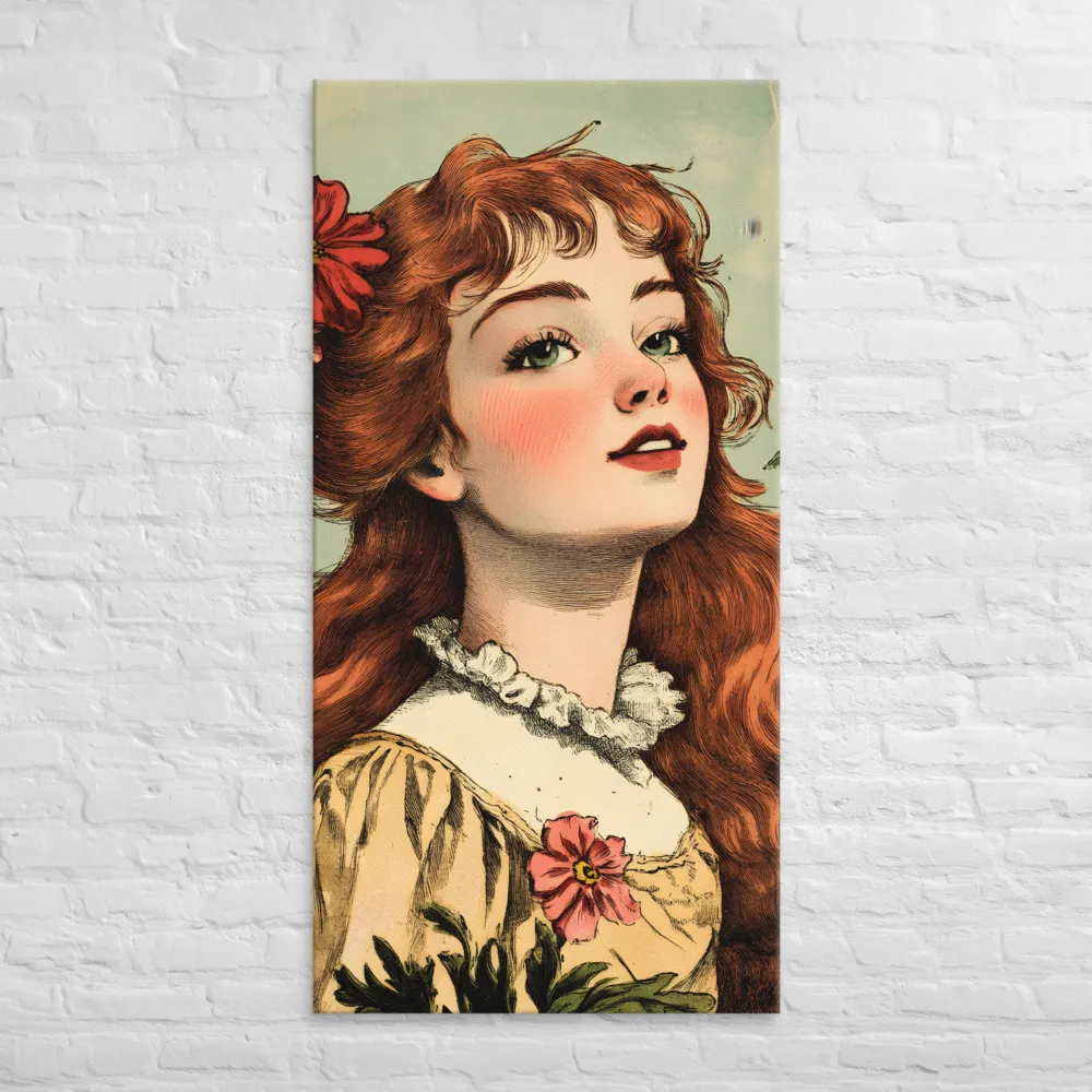 Whimsical Portrait of a Flower-Adorned Girl | Canvas | 30″×60″