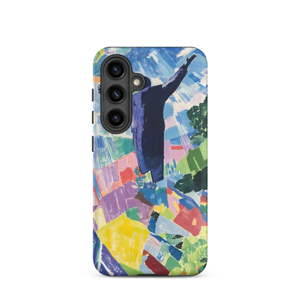 Elysium: A Soaring Figure Amidst Colorful Landscapes | Phone Case |  S24 | Tough Case | Matte