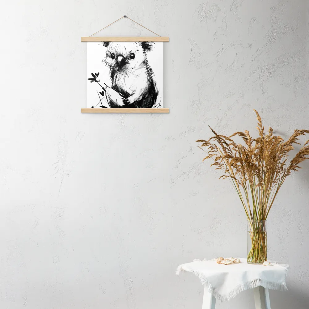 Whimsical Koala in Ink | Poster With Oak Wood Hanger | 14″×14″