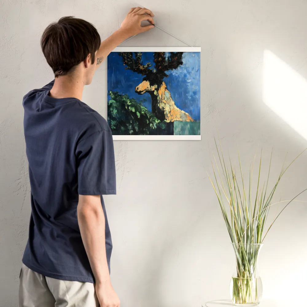 The Majestic Deer in Nature | Poster With White Wood Hanger | 16″×16″