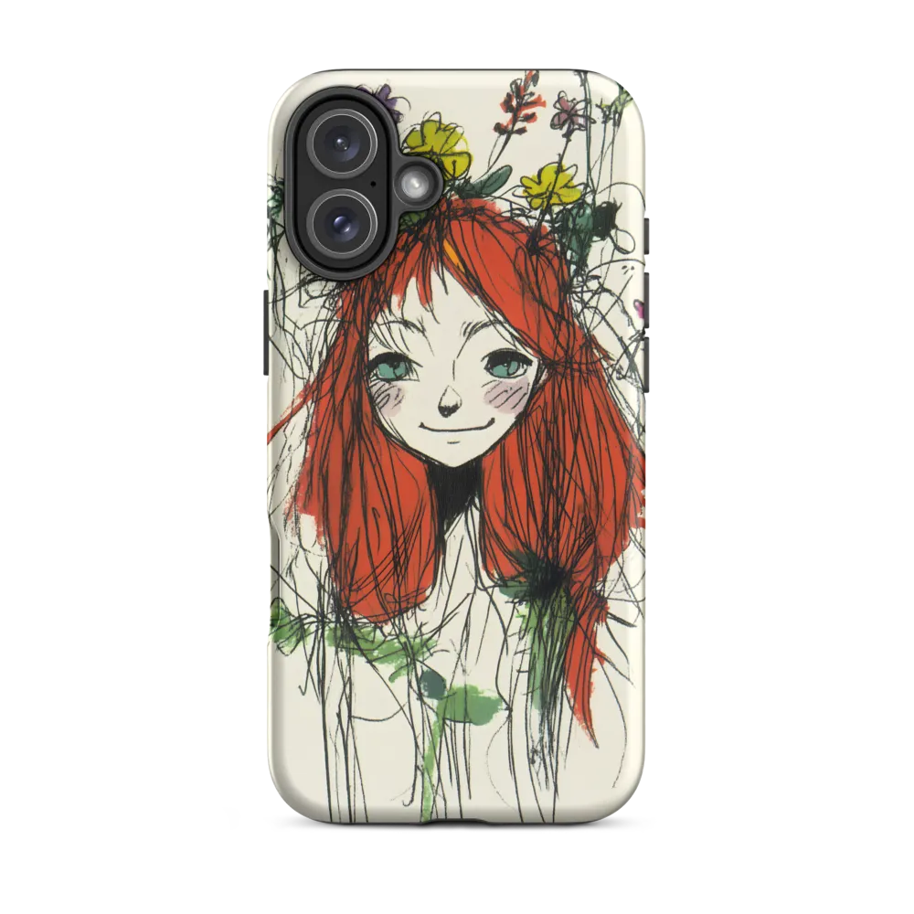 Whimsical Floral Portrait | Phone Case |  16 Plus | Tough Case | Matte