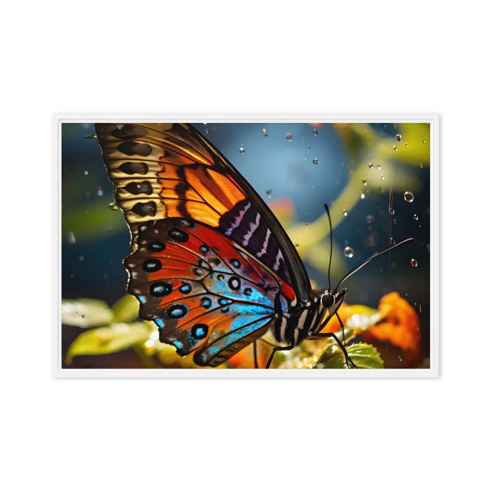 Dance of Colors: The Butterfly's Elegance | Canvas with White Frame | 24″×36″
