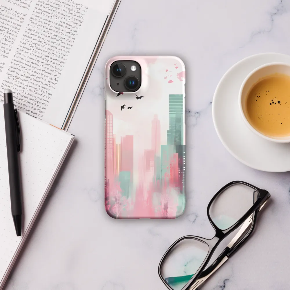 Dreamy Cityscape in Pink and Cyan