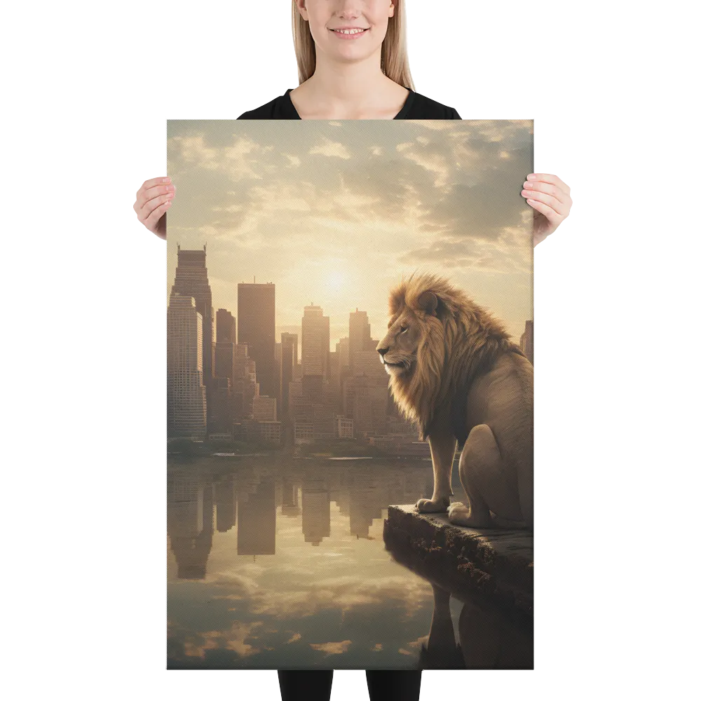 The Lion's Gaze Over the Urban Symphony