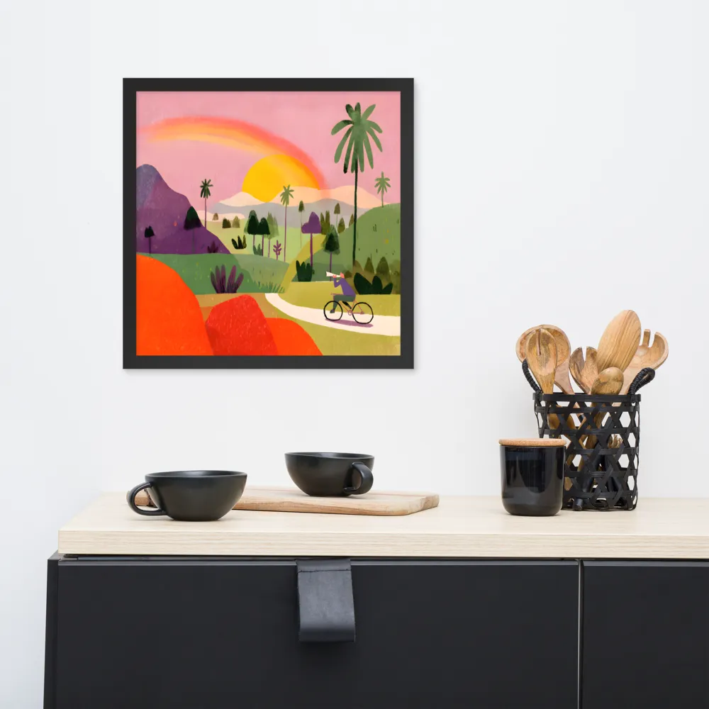 Sunlit Bicycle Ride 
 Poster with Black Frame | 16″x 16″