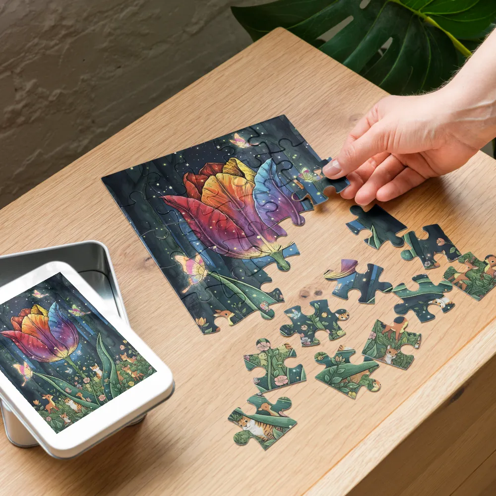 Enchanted Night Tulip 
 Jigsaw Puzzle in Tin Box