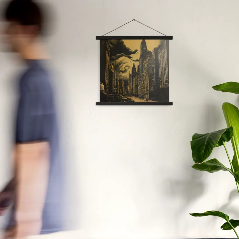 Echoes of a Forgotten Skyline | Poster With Black Wood Hanger | 18″×18″