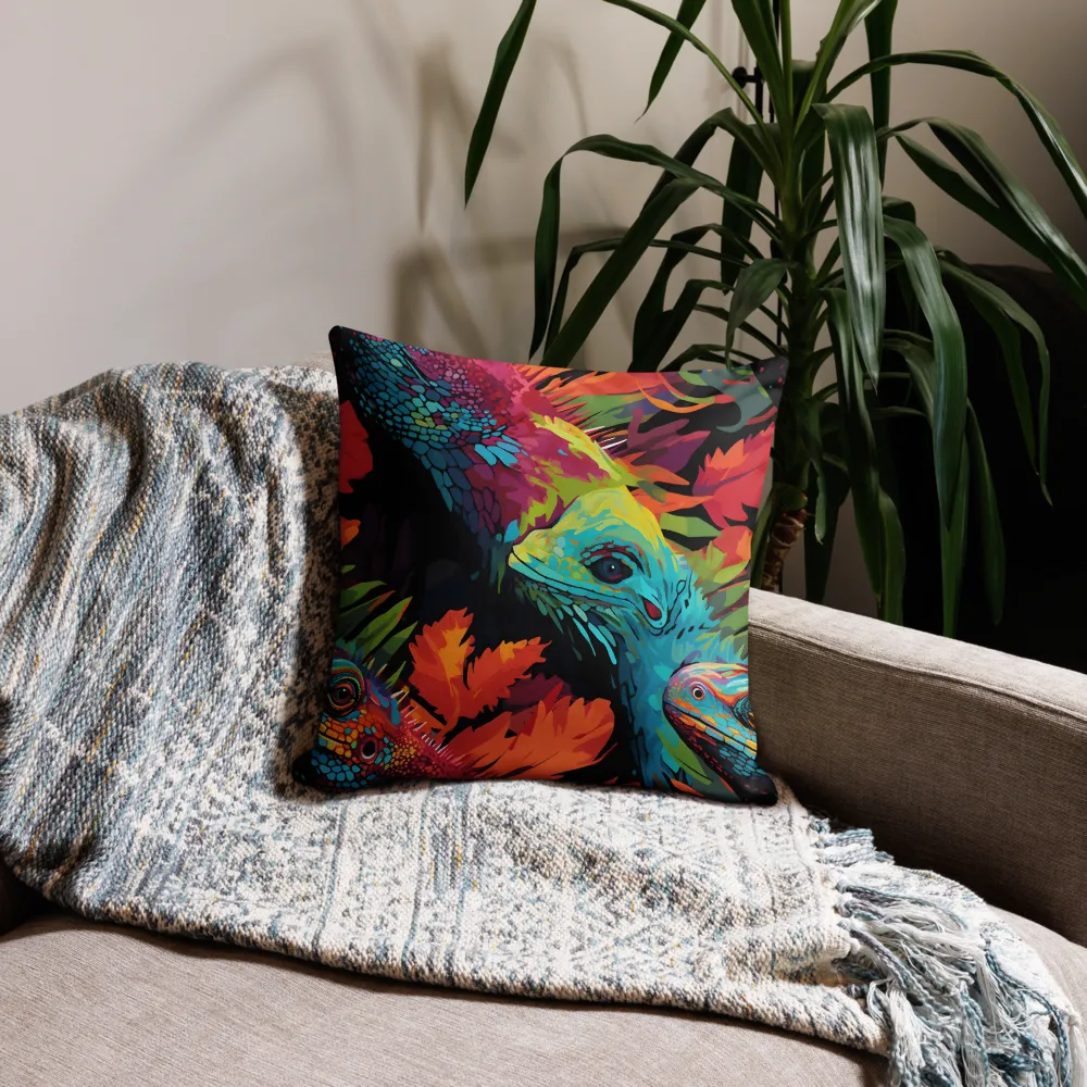 Vibrant Reptilian Harmony | Pillow Case | 18″×18″