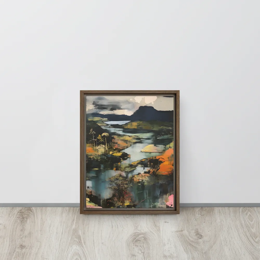 Harmony of Nature: An Abstract Journey | Canvas with Brown Frame | 11″×14″