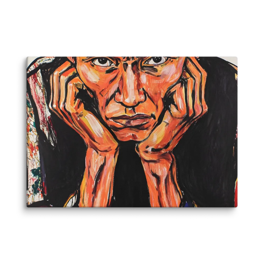 Contemplative Intensity: An Expressionist Portrait | Canvas | 20″×28″
