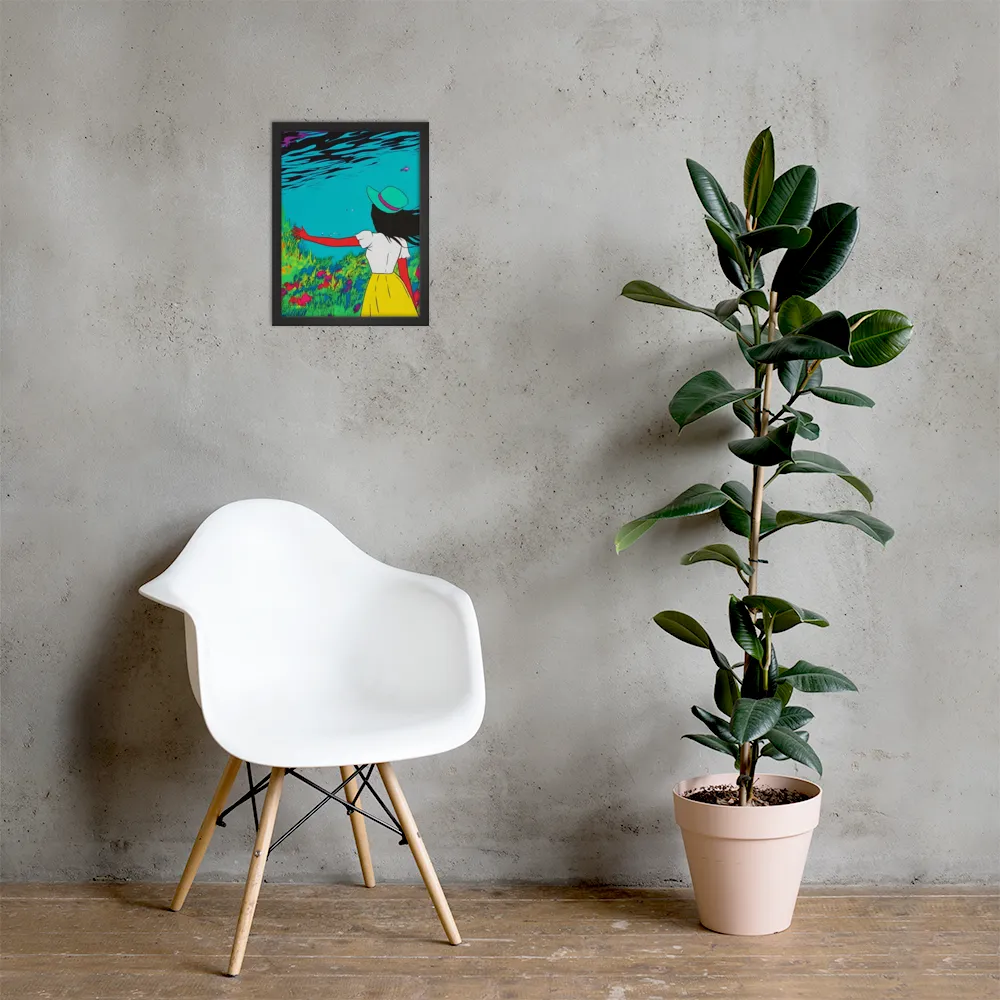 Whimsical Encounter | Poster with Black Frame | 12″×16″
