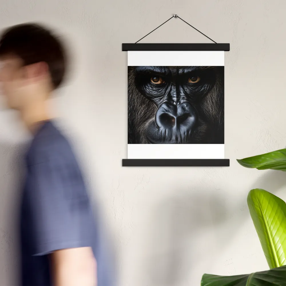 Gaze of the Wild: A Gorilla's Portrait | Poster With Black Wood Hanger | 11″×14″