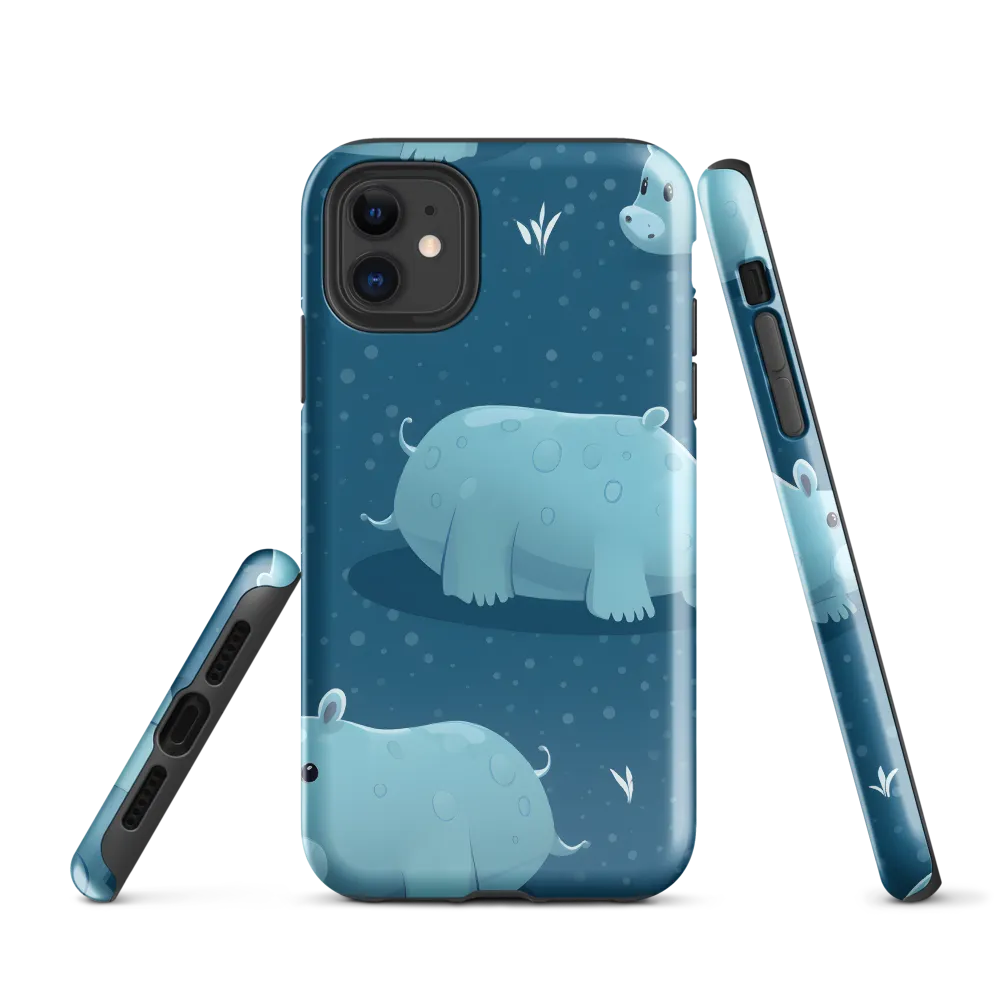 Whimsical Hippo Play | Phone Case |  11 | Tough Case | Glossy
