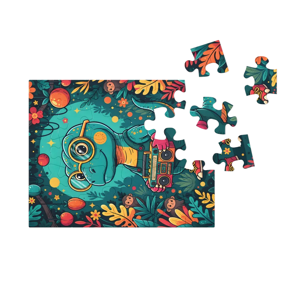 Boombox Dino 
 Jigsaw Puzzle in Tin Box